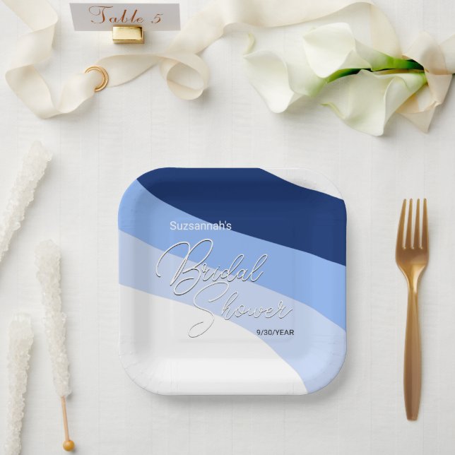 Boho Blues Streaming Shades Bridal Shower Paper Plate (Wedding)