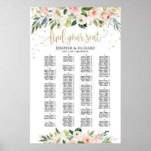 Boho blush alphabetical wedding seating chart