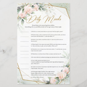 Boho blush and greenery gold Dirty Minds game