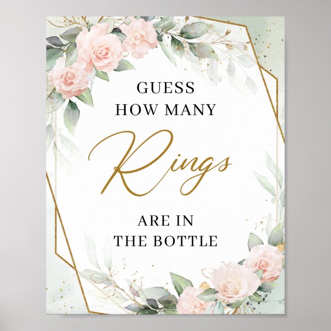 Boho blush and greenery gold Guess how many rings Poster (Front)