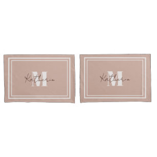 Boho Blush Beige Monogram Pillow Case Colour D2AFA