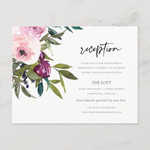 BOHO BLUSH BURGUNDY FLORAL BUNCH WEDDING RECEPTION ENCLOSURE CARD