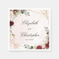 Boho blush burgundy floral gold geomertic wedding