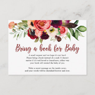 Boho Blush burgundy maroon mauve flowers Enclosure Card