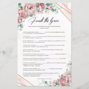 Boho blush eucalyptus gold frame Finish the Lyric