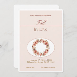 Boho Blush Fall Romance Floral Wedding Invitation