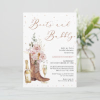Boho Blush Floral Bottle Boot Bubbly Bridal Shower