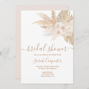 Boho Blush Floral Bridal Shower Invitation