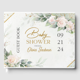 Boho Blush Floral Eucalyptus Frame Baby Shower Guest Book