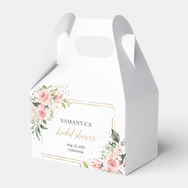 Boho Blush floral eucalyptus gold Bridal Shower Favour Box (Front Side)