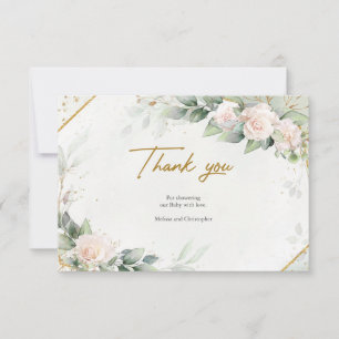 Boho Blush Floral Eucalyptus Thank You Card