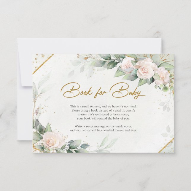 Boho Blush Floral Eucilyptus Book For Baby Thank You Card (Front)