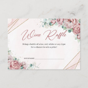 Boho Blush floral faux gold eucalyptus Wine Raffle Enclosure Card