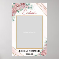 Boho blush floral gold bridal shower photo prop
