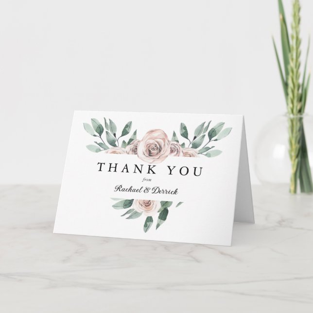 Boho Blush Floral Thank You with Your Name(s) (Front)