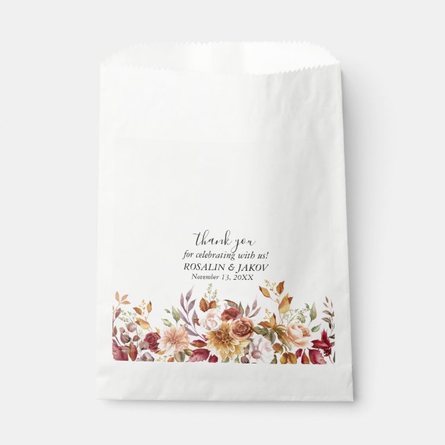 Boho Blush Floral Wedding Invitation Favour Bags (Front)