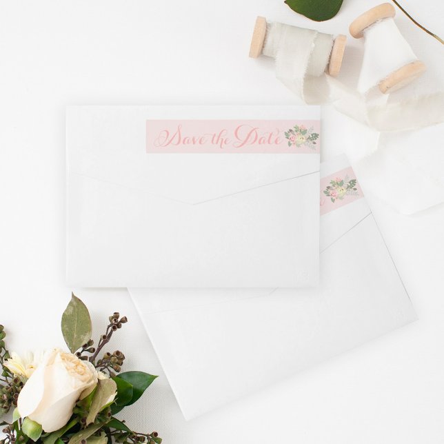 Boho Blush Floral Wedding Save the Date Wrap Around Label (Creator Uploaded)