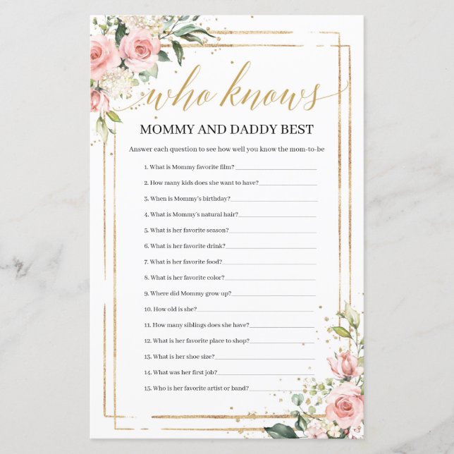 Boho blush floral who knows mummy and daddy best (Front)