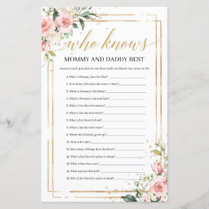 Boho blush floral who knows mummy and daddy best