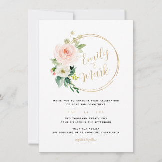 Boho Blush Florals Wedding Invitation