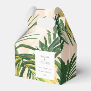 Boho Blush Green Tropical Palm Beach Wedding Favour Box