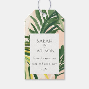 Boho Blush Green Tropical Palm Beach Wedding Gift Tags