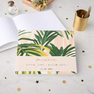 Boho Blush Green Tropical Palm Beach Wedding Guest Book