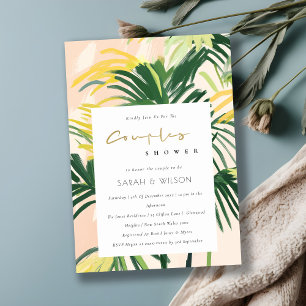 Boho Blush Green Tropical Palm Couples Shower Invitation