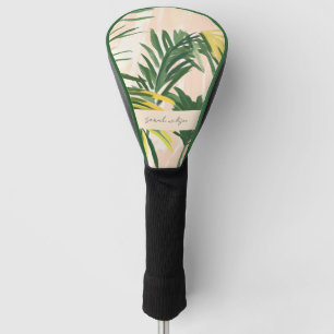 Boho Blush Green Tropical Palm Leaves Beach Golf Head Cover
