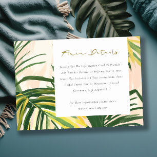 Boho Blush Green Tropical Palm Wedding Details Enclosure Card