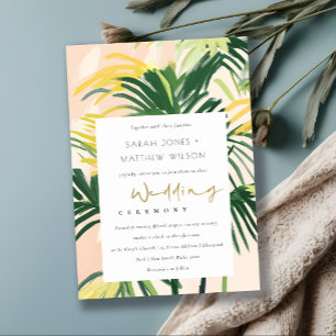 Boho Blush Green Tropical Palm Wedding Shower Invitation