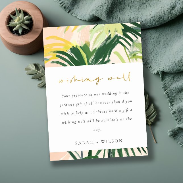 Boho Blush Green Tropical Palm Wishing Well Enclosure Card (Creator Uploaded)