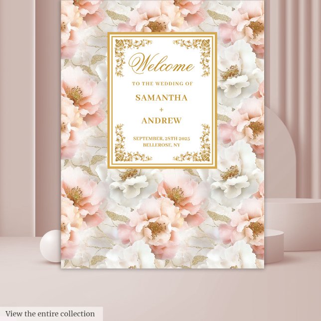 Boho blush ivory gold floral wedding tapestry (Boho blush ivory gold floral wedding tapestry)