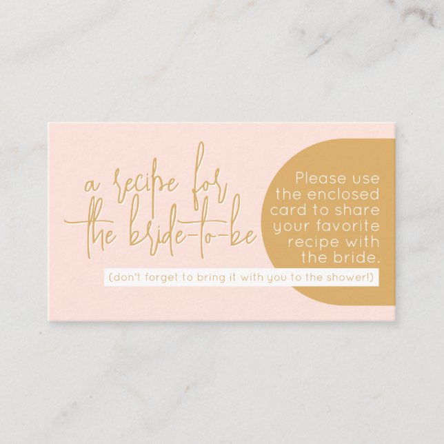 Boho Blush & Mustard Recipe for the Bride Enclosure Card (Front)
