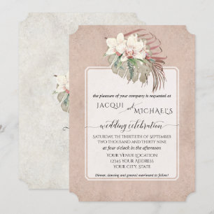 BOHO Blush Orchid Floral Tropical Jungle Foliage Invitation