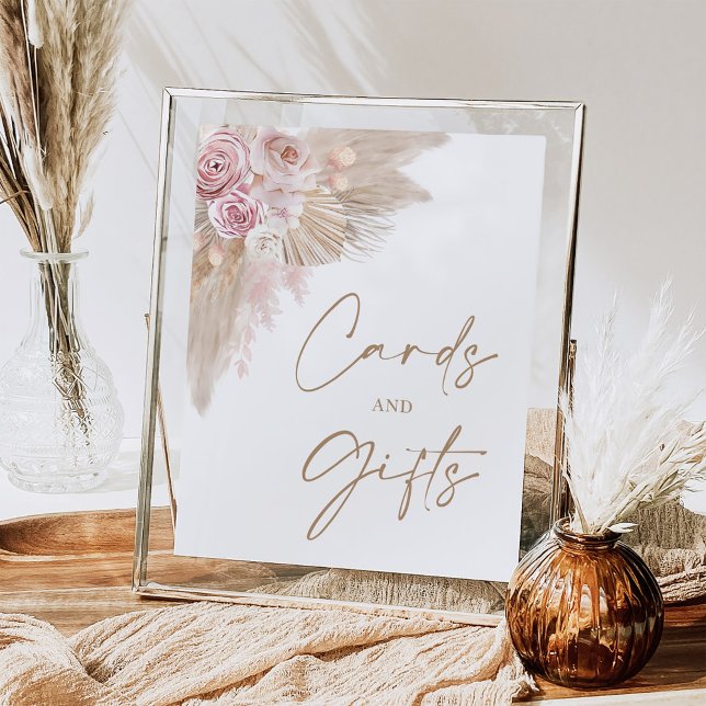 Boho Blush Pampas Floral Cards & Gifts Shower Sign (Creator Uploaded)