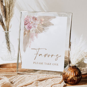 Boho Blush Pampas Floral Favours Bridal Shower Sig Poster