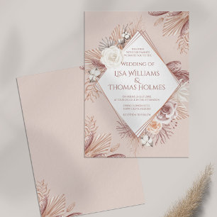 Boho Blush Pampas Grass and Dried Flowers Invitation
