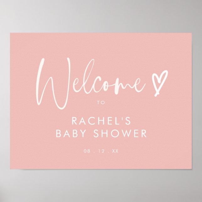 Boho Blush Pink Baby Shower Welcome Poster (Front)