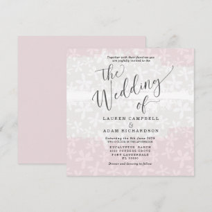 Boho Blush Pink & Beige Floral Wedding Invitation