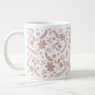 Boho Blush Pink Botanical Greenery Large Coffee Mug