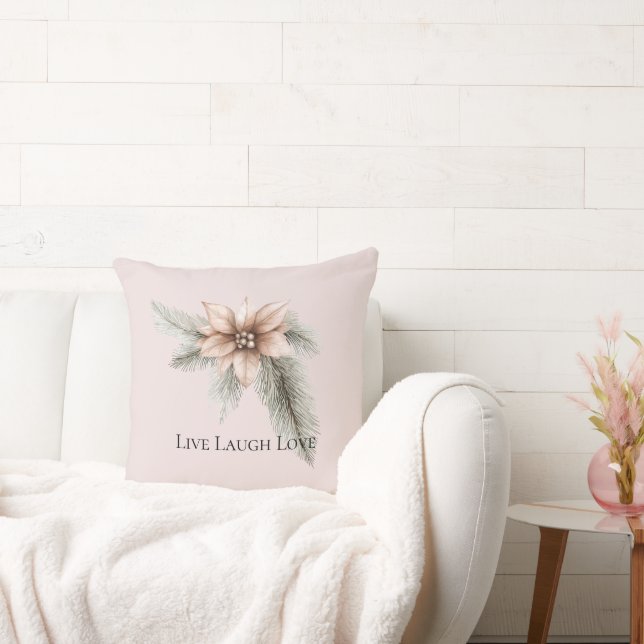 Boho Blush Pink Christmas Floral Christmas Tree Cushion (Couch)