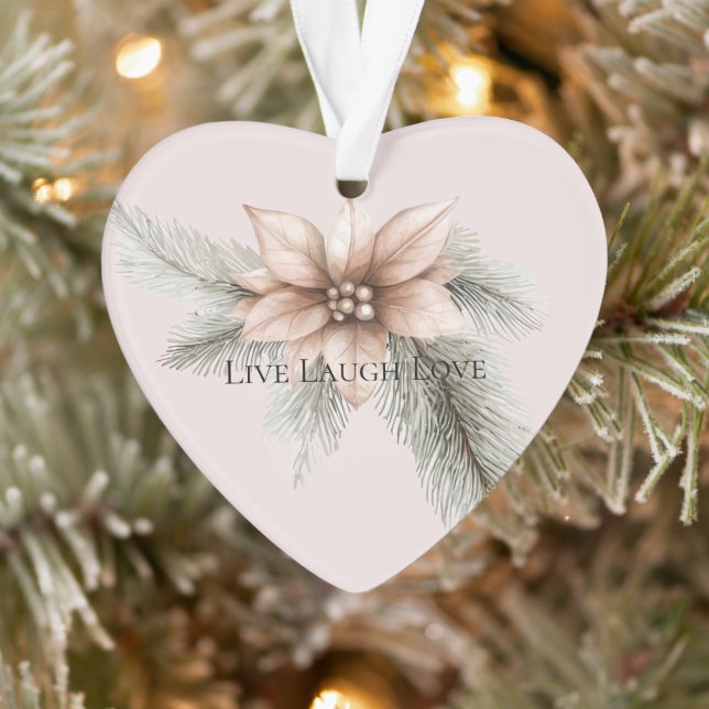 Boho Blush Pink Christmas Floral Christmas Tree Ornament (Tree)