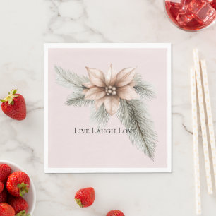 Boho Blush Pink Christmas Floral  Napkin