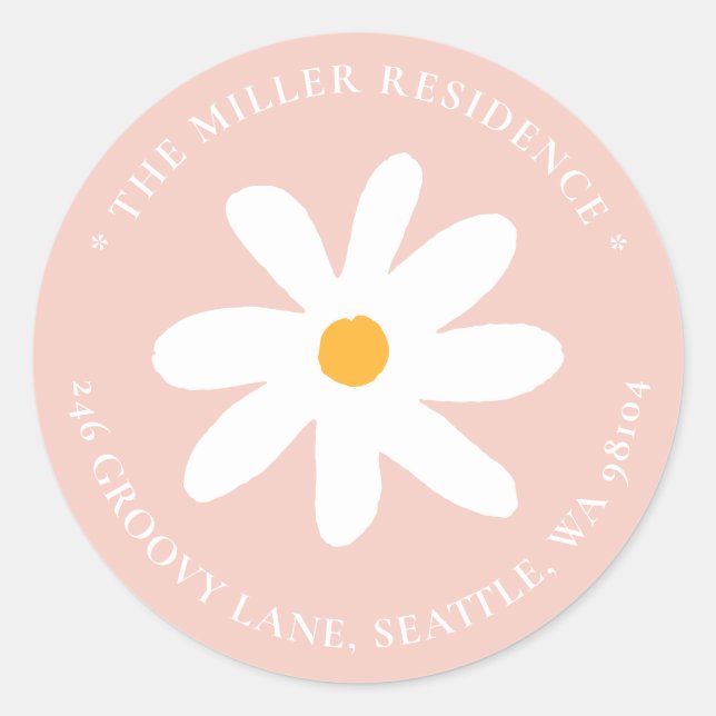 Boho Blush Pink Daisy Floral Return Address Label (Front)