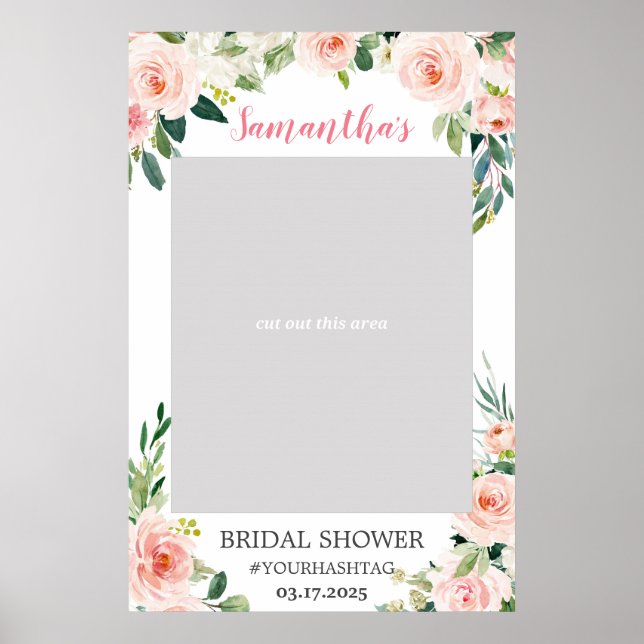 Boho blush pink ethereal floral photo prop booth poster (Front)