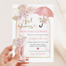 Boho Blush Pink Floral April Showers Baby Shower