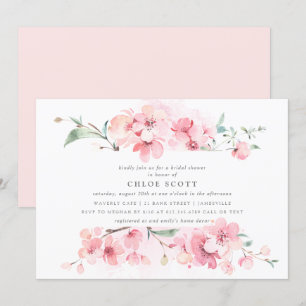 Boho Blush Pink Floral Bridal Shower Invitation
