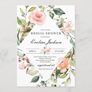 Boho Blush Pink Floral Bridal Shower Invitation