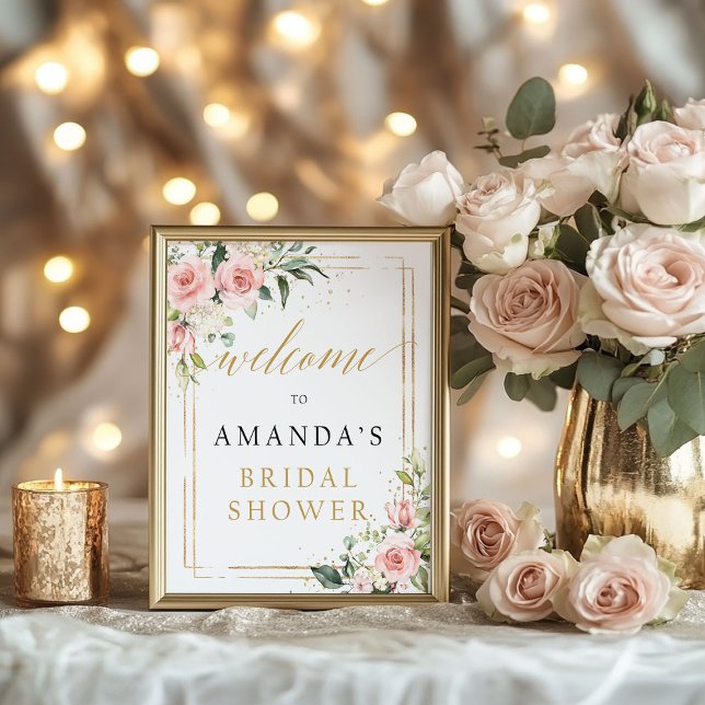 Boho blush pink floral bridal shower welcome sign (Boho blush pink floral bridal shower welcome sign)
